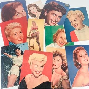Vintage Actor Actresses Movie Star Color Magazine Clippings Hudson Marilyn Doris